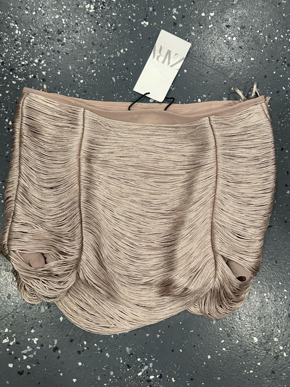 Zara Blush Textured Satin Mini Skirt